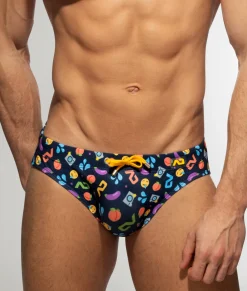 Briefs<Addicted Emoji Swim Brief Blue