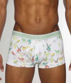 Trunks<Parke u0026 Ronen Parke & Ronen Bird Song Low Rise Trunk Bird Song White