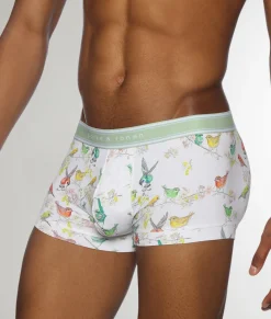 Trunks<Parke u0026 Ronen Parke & Ronen Bird Song Low Rise Trunk Bird Song White