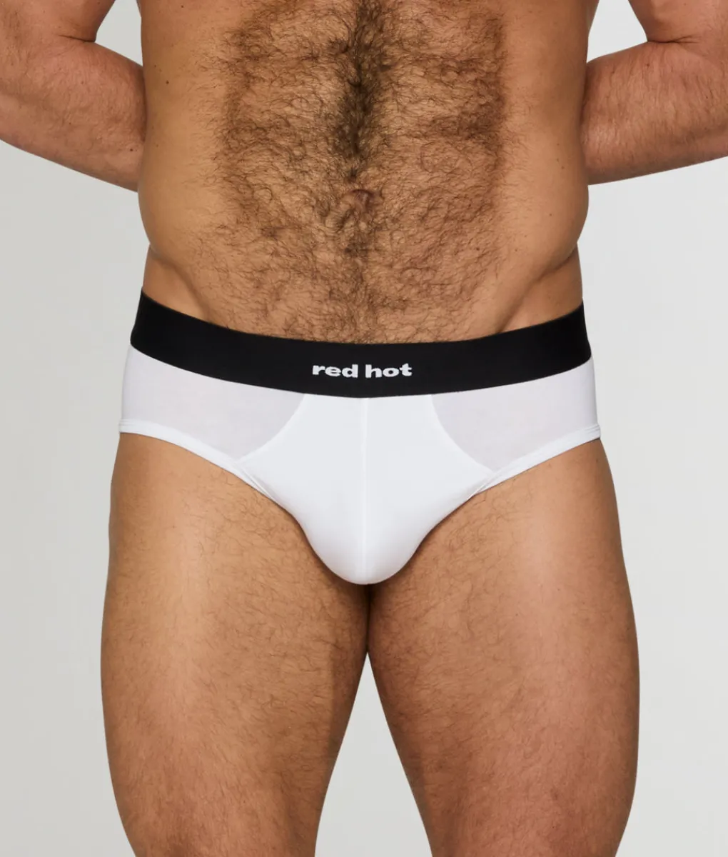Briefs<Red Hot Core Duo Tone Hip Brief White