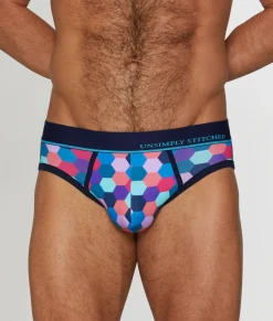 Briefs<Unsimply Stitched Honeycomb Brief Blue Pink Multi