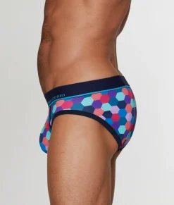 Briefs<Unsimply Stitched Honeycomb Brief Blue Pink Multi